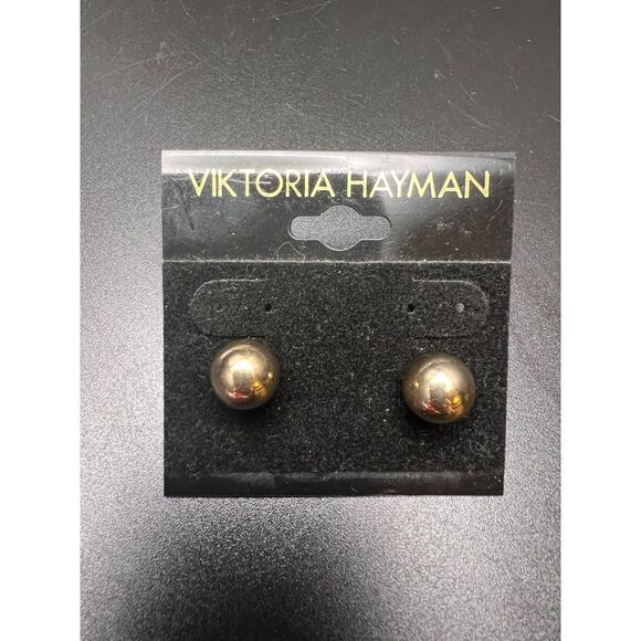 Viktoria Hayman Gold Ball Earrings - Picture 1 of 4